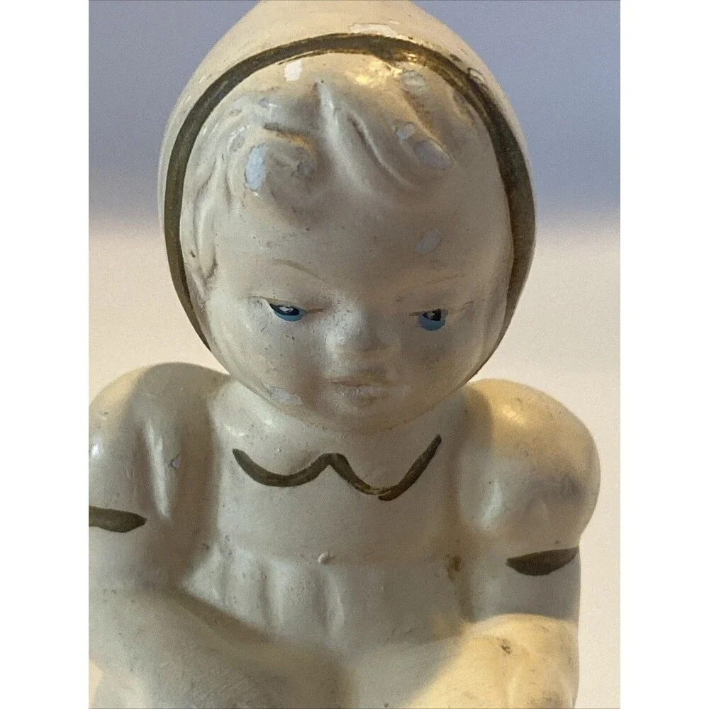 Vintage Chalkware Figurine Girl Reading Sitting on Bench Coventry Ware 3187